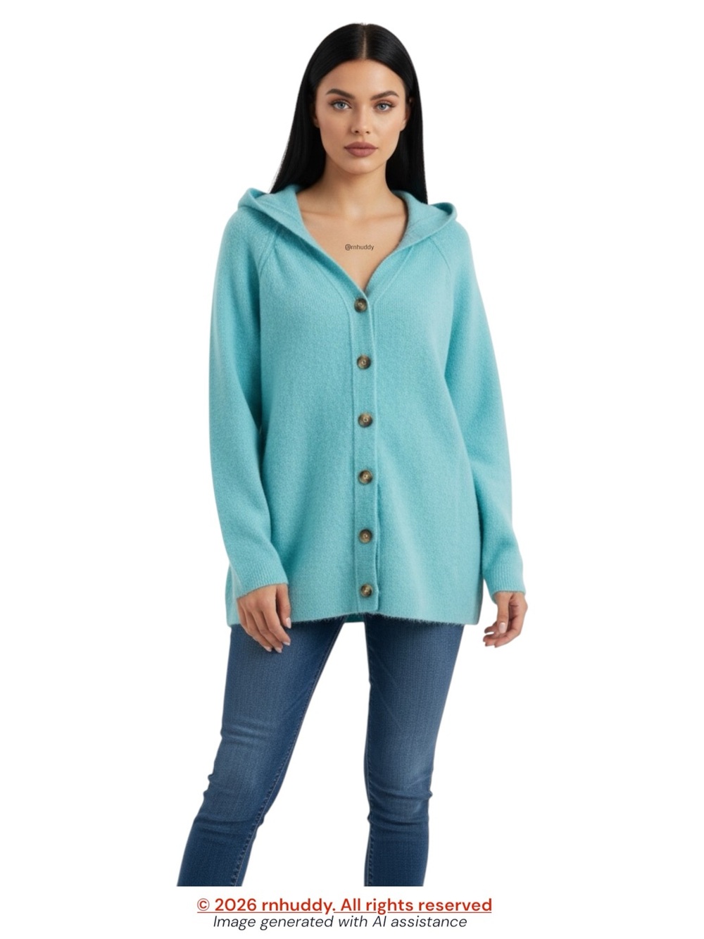 NWT Fate S blue shade 6% wool hooded cardigan